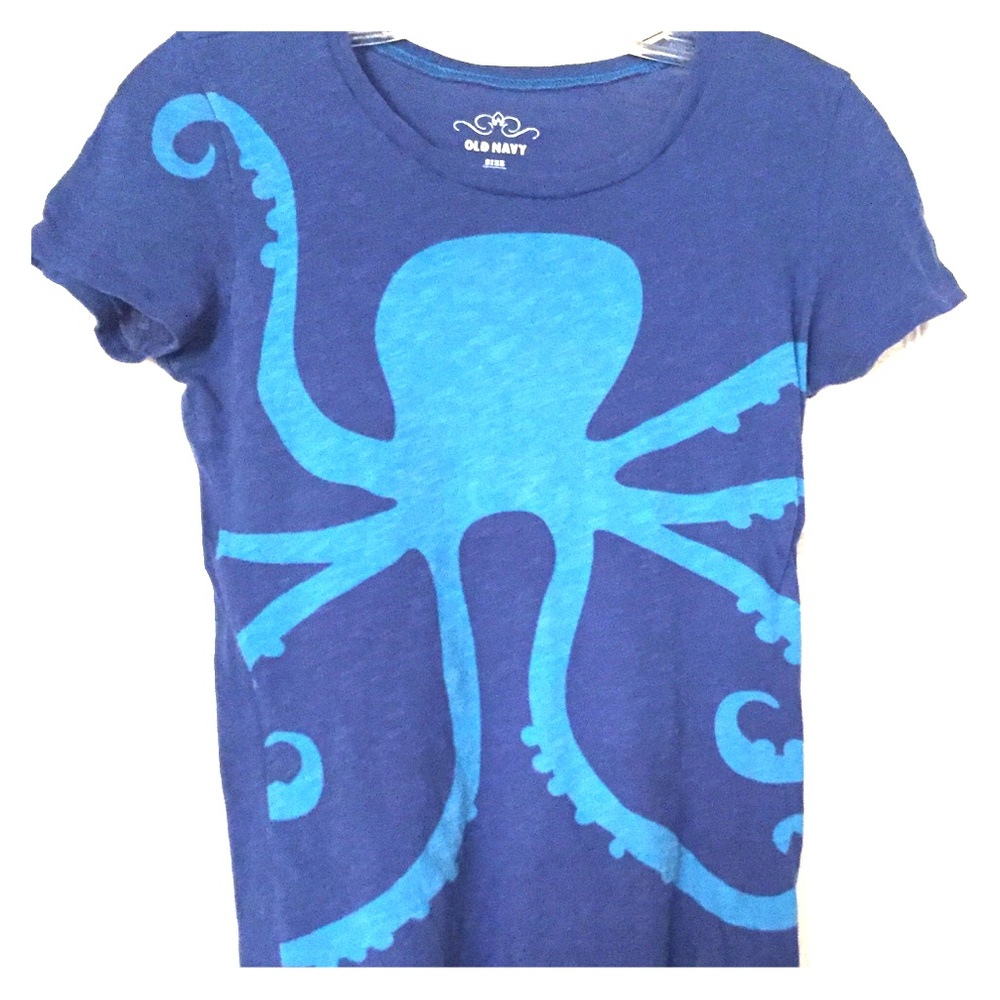 Old Navy Tee Shirt X Small Blue Octopus 🐙 Burnout